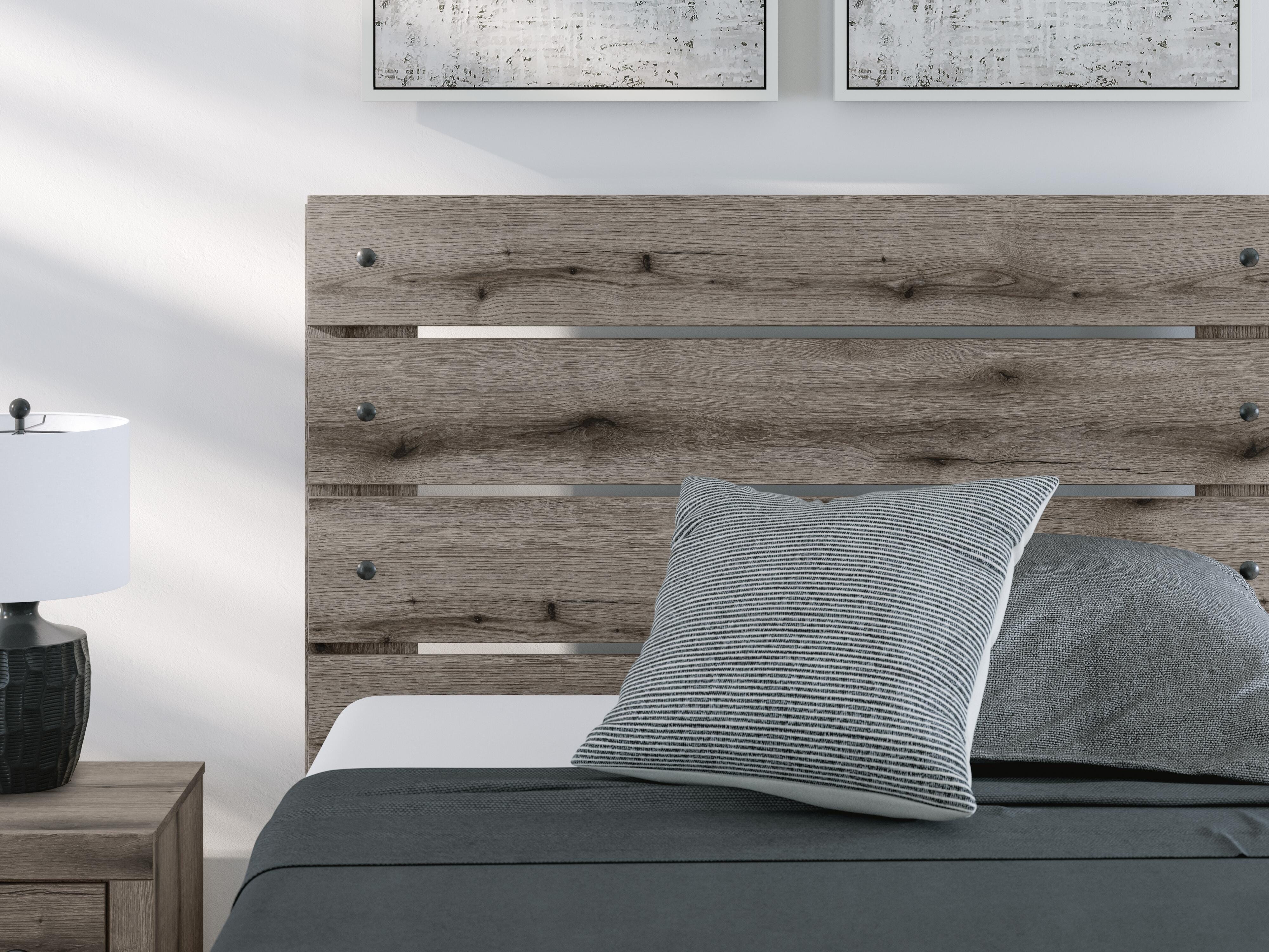 Graystorm Full Panel Bed with Storage, Dresser and Mirror