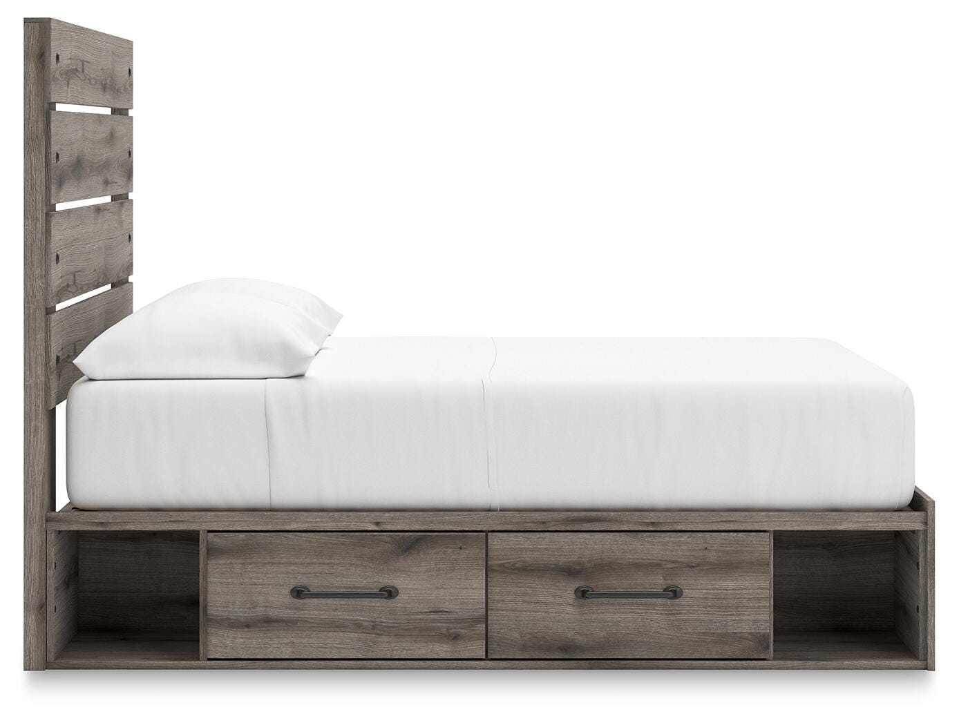 Graystorm Full Panel Bed with Storage, Dresser, Mirror and Nightstand