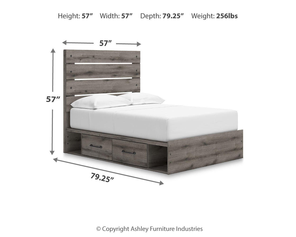 Graystorm Full Panel Bed with Storage, Dresser, Mirror and Chest