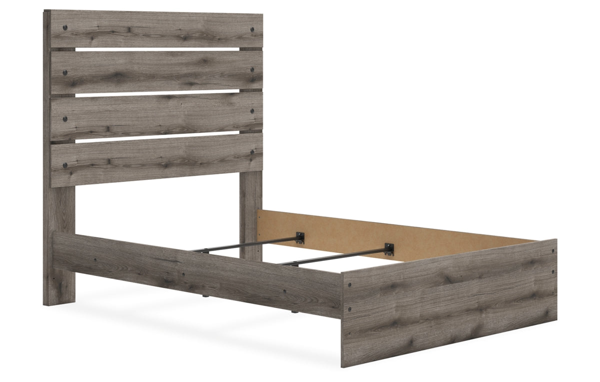 Graystorm Full Panel Bed with Mirrored Dresser