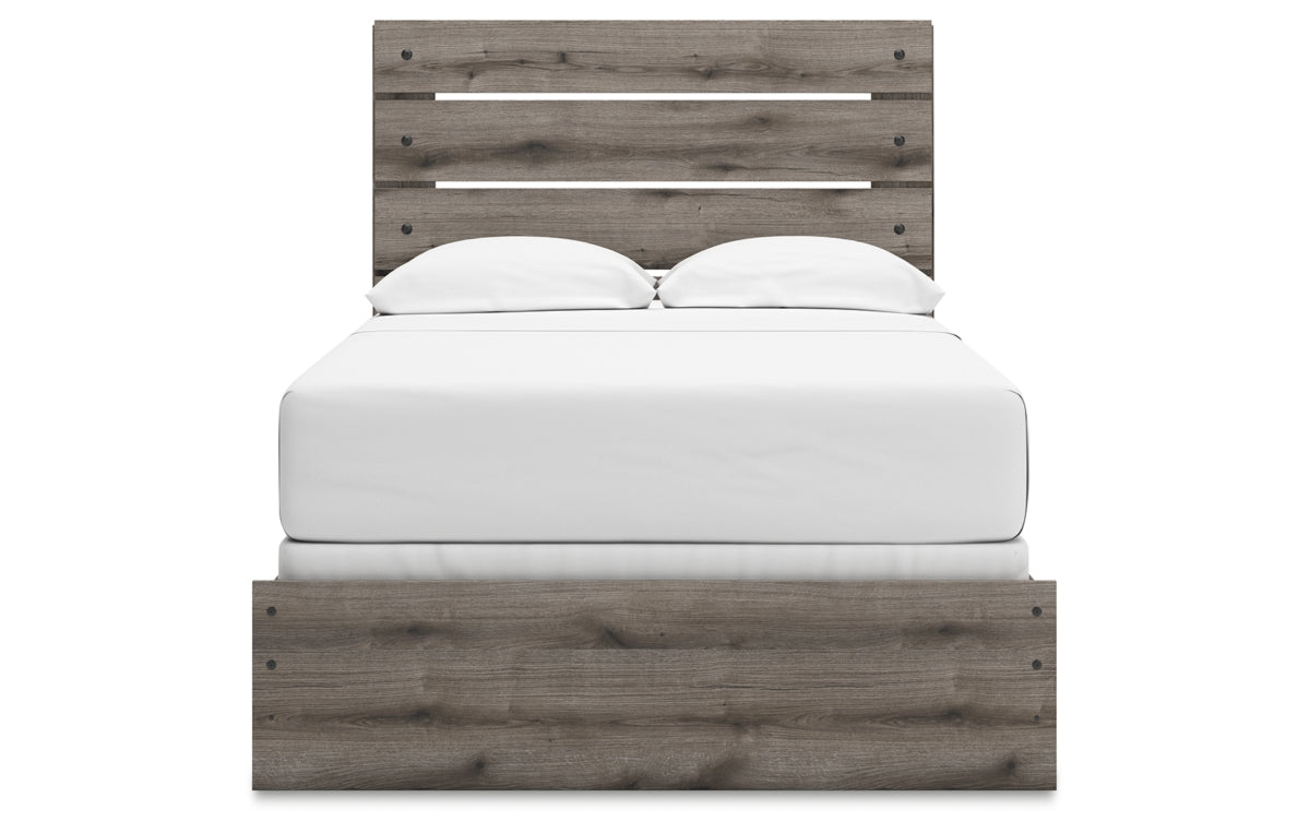 Graystorm Full Panel Bed with Mirrored Dresser, Chest and Nightstand