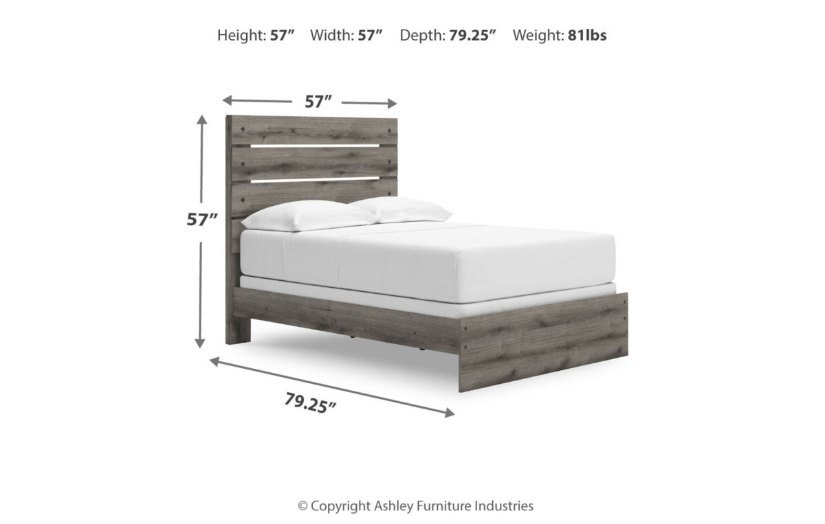 Graystorm Full Panel Bed with Mirrored Dresser and Nightstand