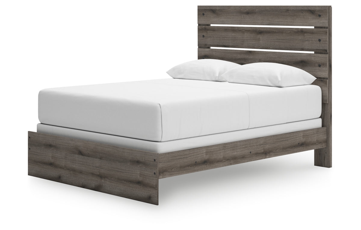 Graystorm Queen Panel Bed with Mirrored Dresser and Nightstand