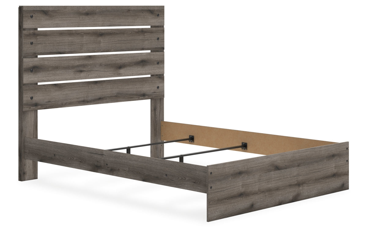 Graystorm Queen Panel Bed with Mirrored Dresser and Nightstand