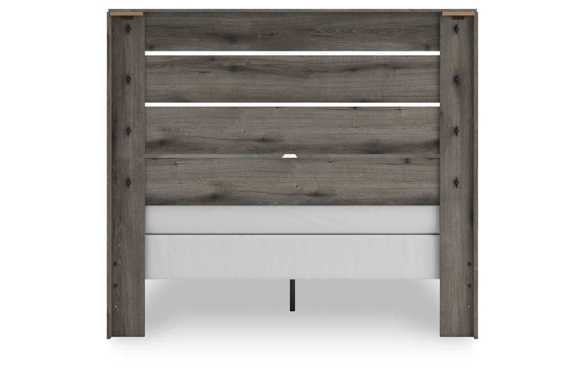 Graystorm Queen Panel Bed with Mirrored Dresser, Chest and Nightstand