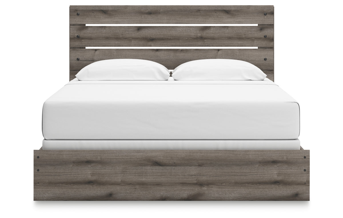 Graystorm King Panel Bed, Dresser, Mirror and Nightstand