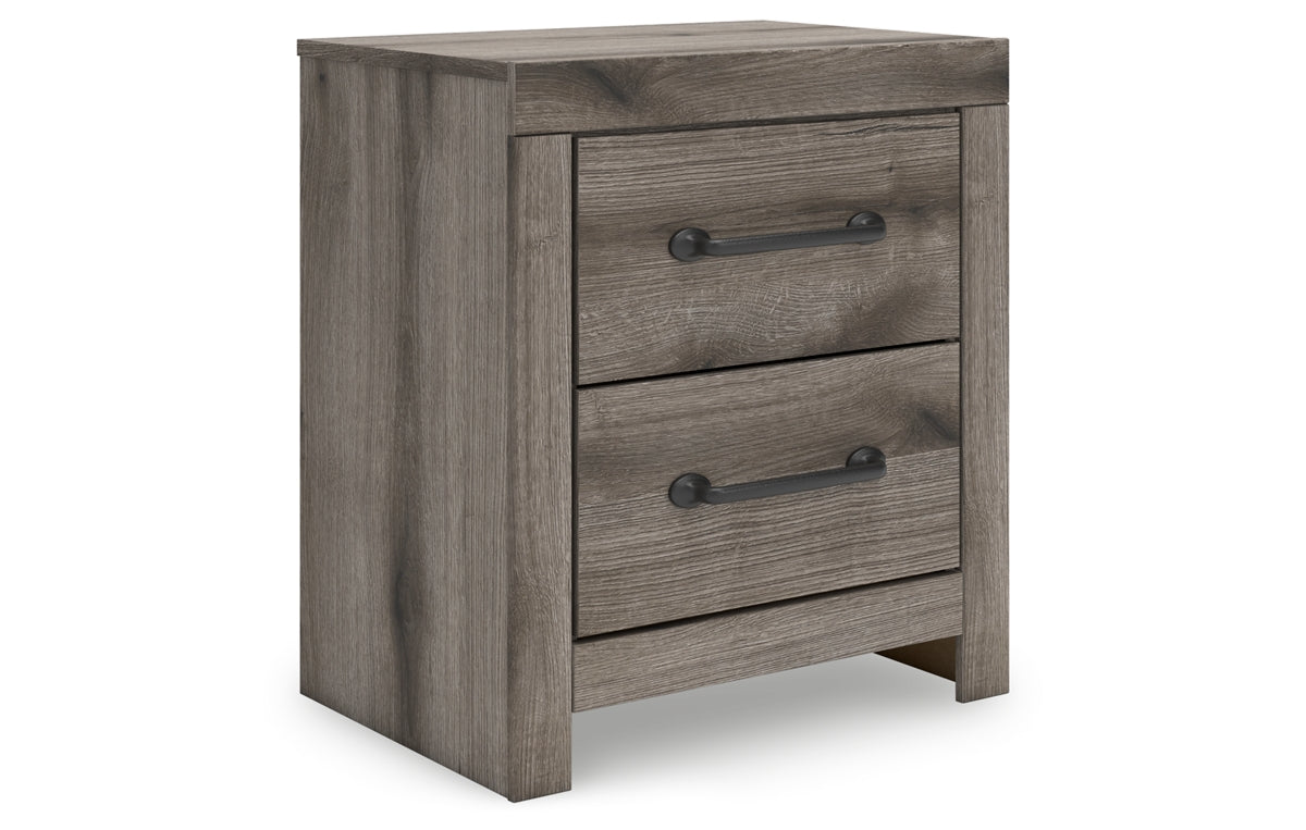 Graystorm Twin Panel Bed with Storage with Mirrored Dresser and Nightstand