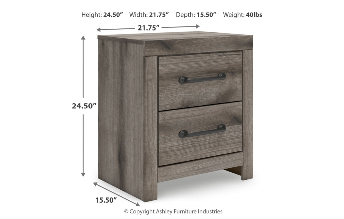 Graystorm Queen Panel Bed with Mirrored Dresser and Nightstand