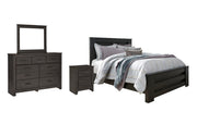 Brinxton Queen Panel Bed with Mirrored Dresser and Nightstand