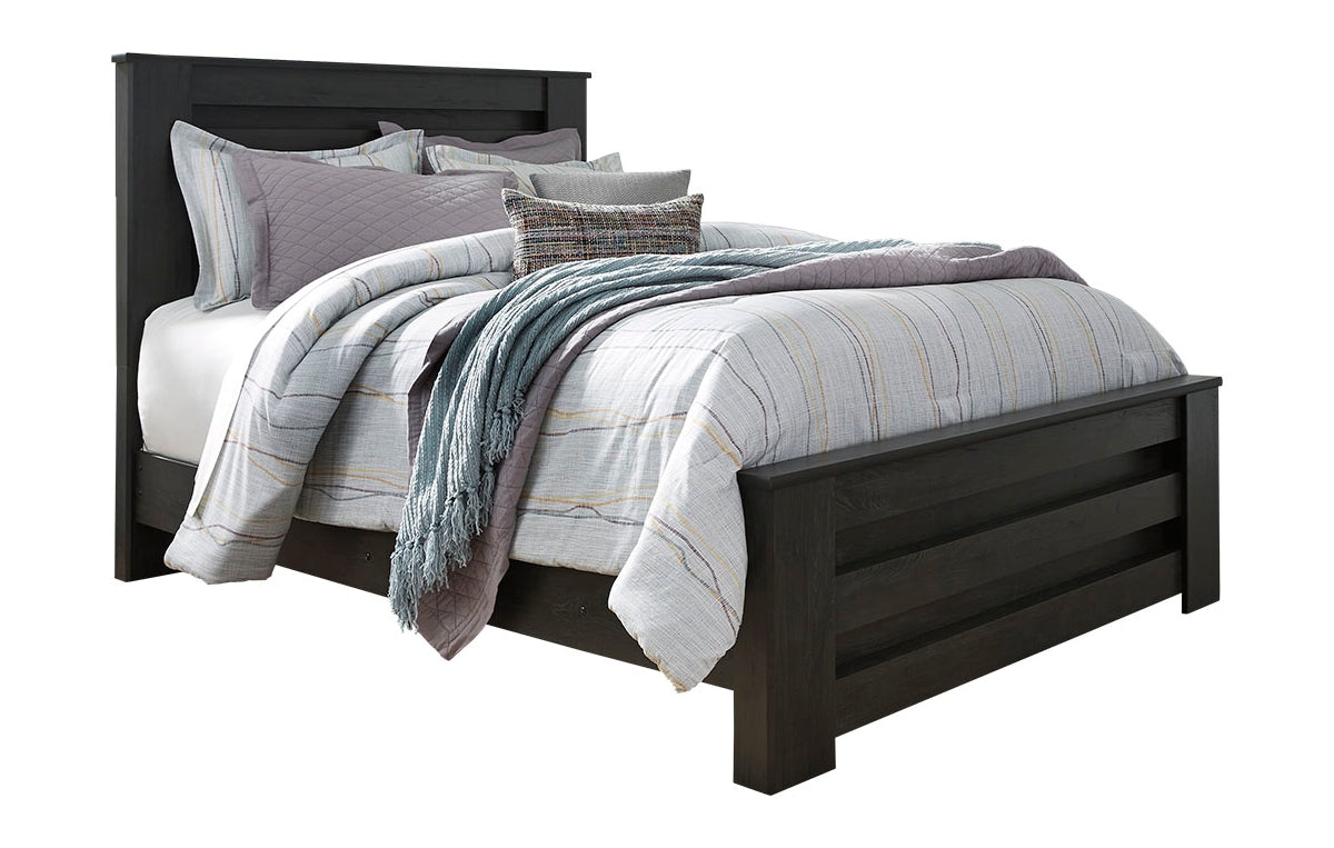 Brinxton Queen Panel Bed with Mirrored Dresser and Nightstand