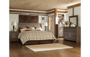 Juararo King/California King Panel Headboard with Mirrored Dresser and Chest