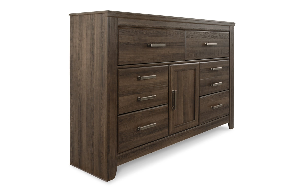 Juararo California King Panel Bed with Mirrored Dresser