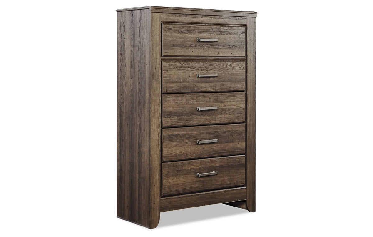 Juararo California King Poster Bed with Mirrored Dresser and Chest