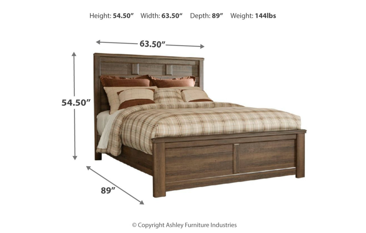 Juararo Queen Panel Headboard with Mirrored Dresser, Chest and Nightstand