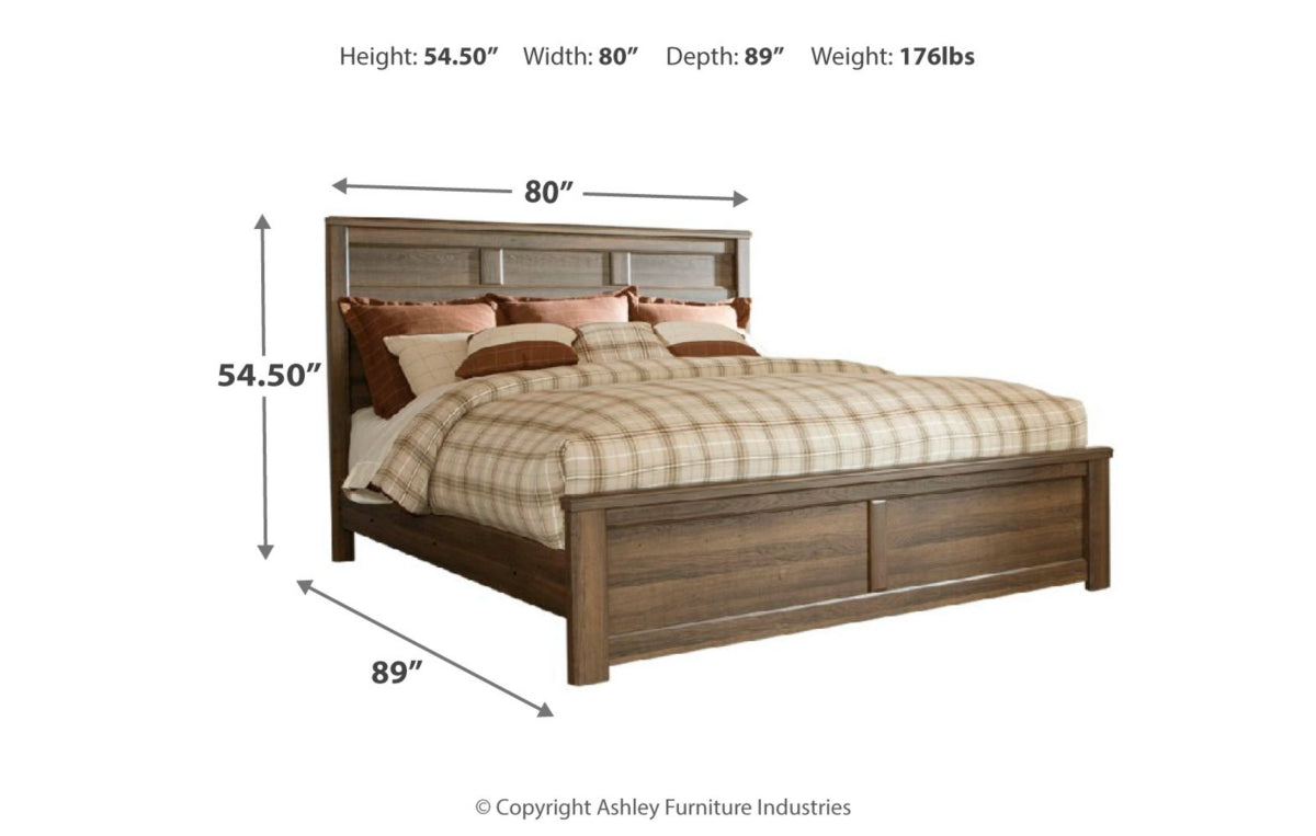 Juararo King/California King Panel Headboard with Mirrored Dresser and Chest