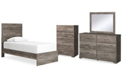 Ralinksi Twin Panel Bed with Mirrored Dresser and Chest
