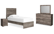 Ralinksi Twin Panel Bed with Mirrored Dresser and Nightstand