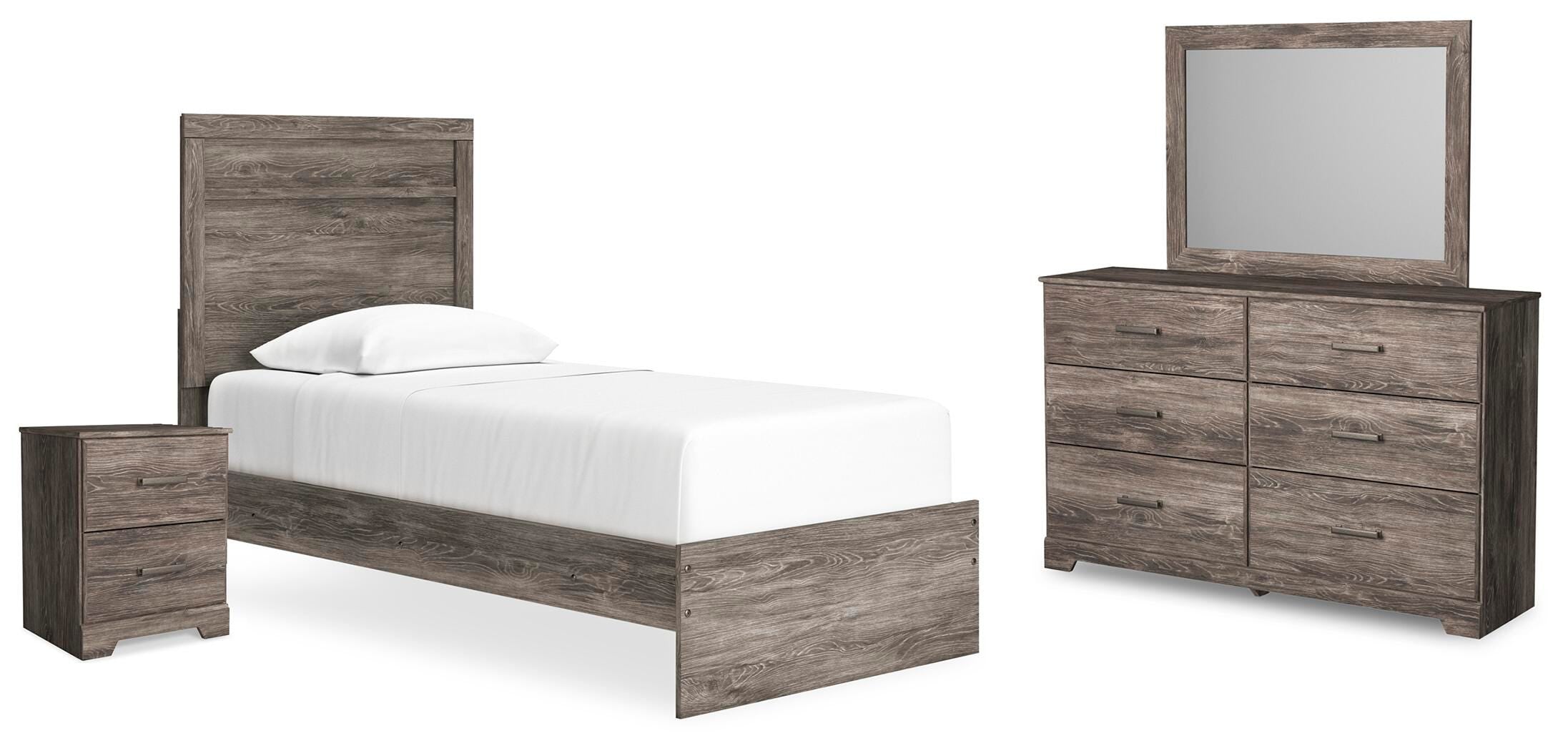 Ralinksi Twin Panel Bed, Dresser, Mirror and Nightstand