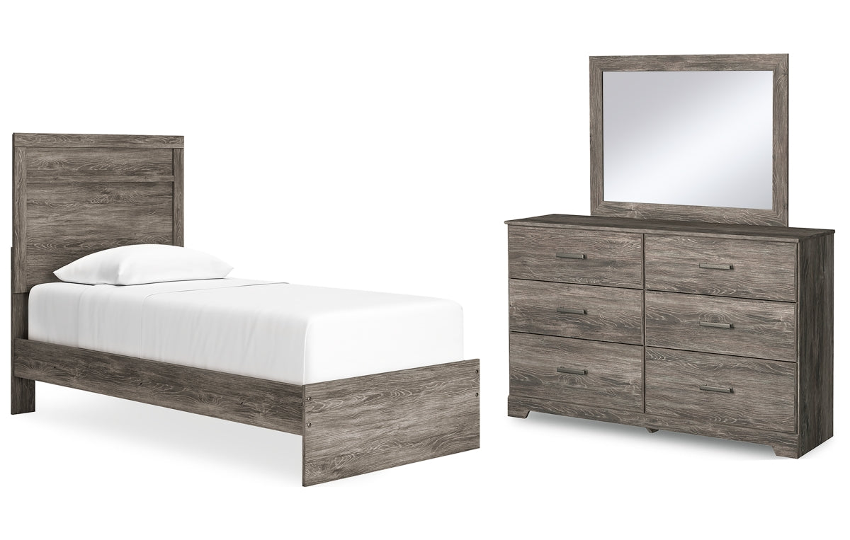 Ralinksi Twin Panel Bed with Mirrored Dresser