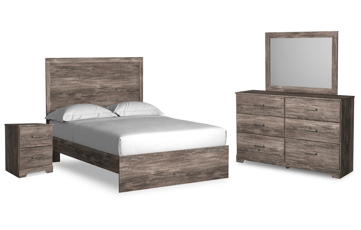 Ralinksi Full Panel Bed with Mirrored Dresser and Nightstand