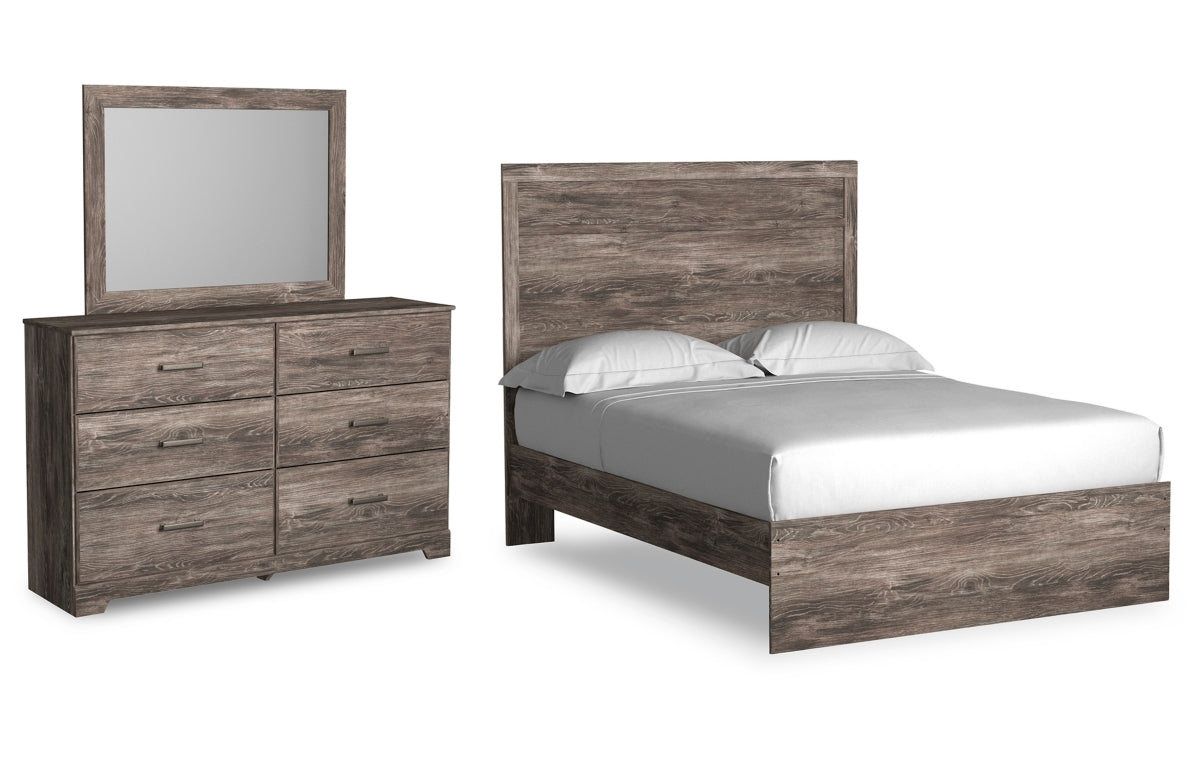 Ralinksi Full Panel Bed with Mirrored Dresser