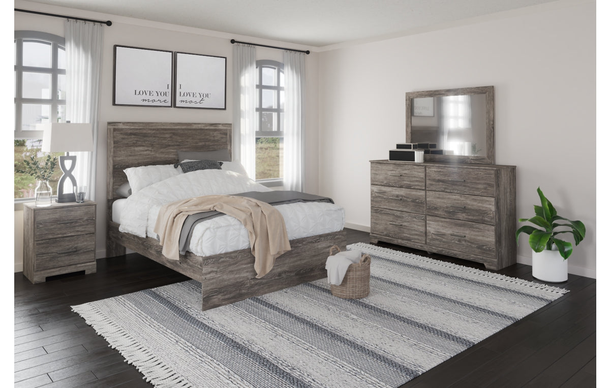 Ralinksi Full Panel Bed with Mirrored Dresser and Nightstand