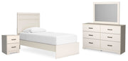 Stelsie Twin Panel Bed, Dresser, Mirror and Nightstand