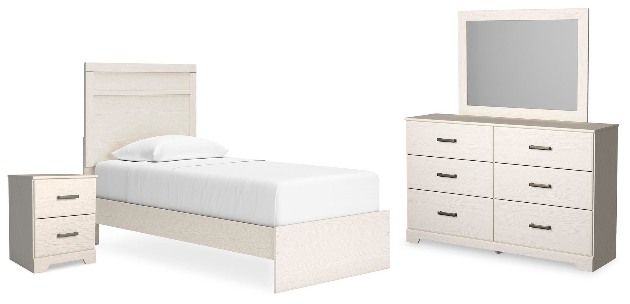 Stelsie Twin Panel Bed, Dresser, Mirror and Nightstand