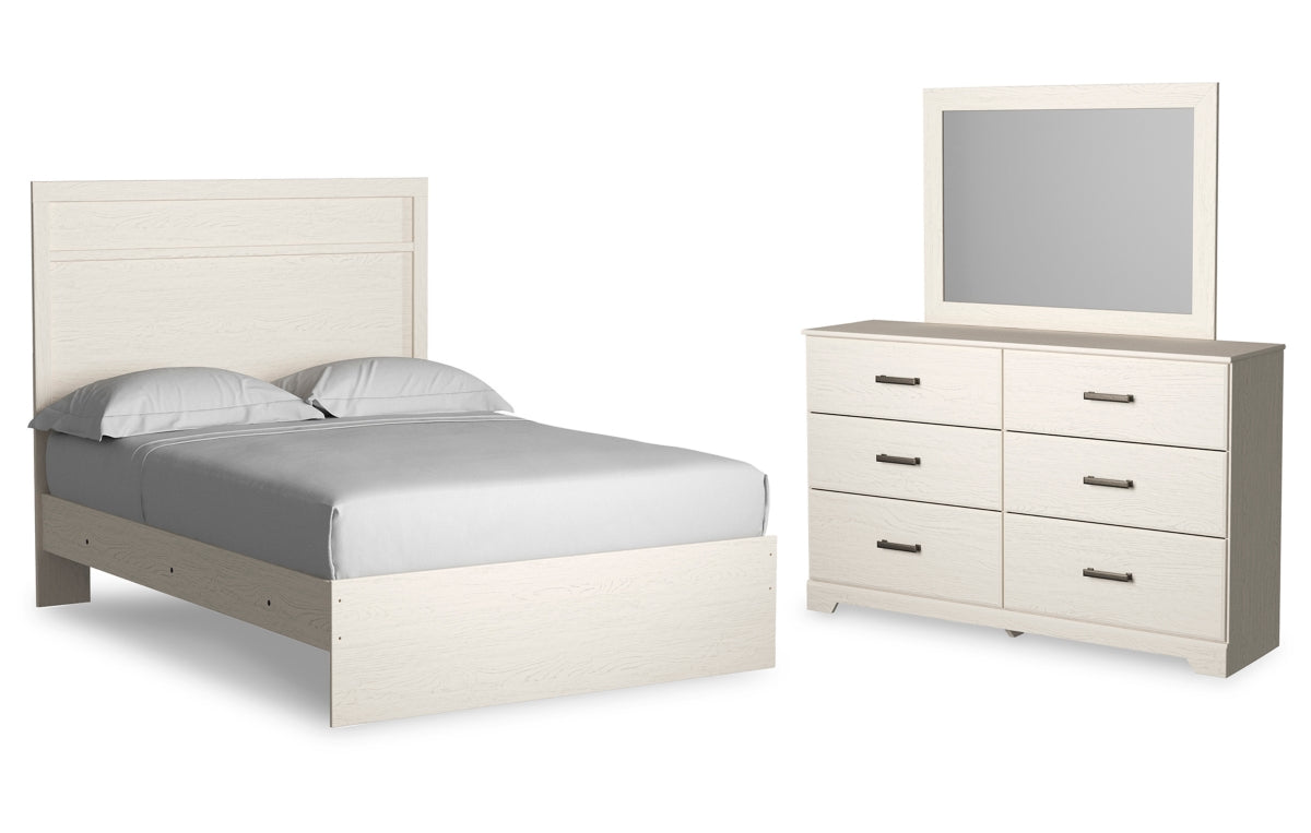 Stelsie Full Panel Bed with Mirrored Dresser