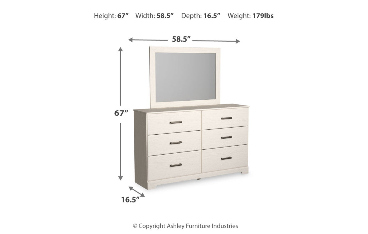 Stelsie Twin Panel Bed with Mirrored Dresser, Chest and Nightstand