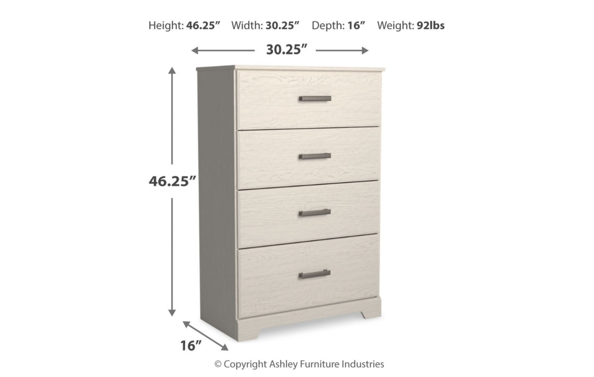 Stelsie Twin Panel Bed with Mirrored Dresser and Chest