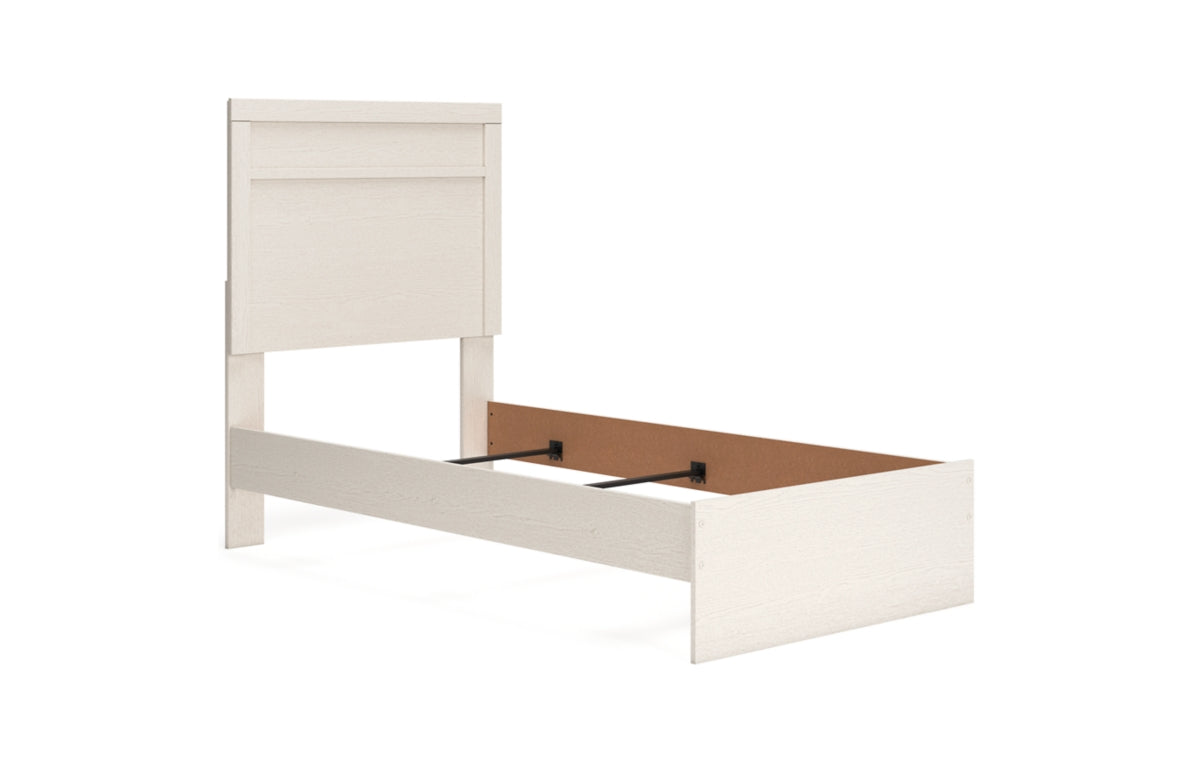 Stelsie Twin Panel Bed with Mirrored Dresser, Chest and Nightstand