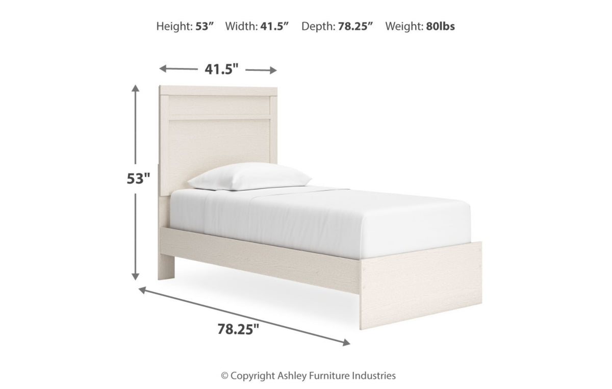Stelsie Twin Panel Bed with Mirrored Dresser, Chest and Nightstand