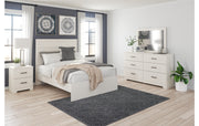 Stelsie Full Panel Bed with Mirrored Dresser and Nightstand