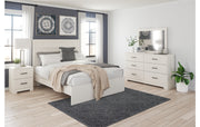 Stelsie Queen Panel Bed with Mirrored Dresser and Nightstand