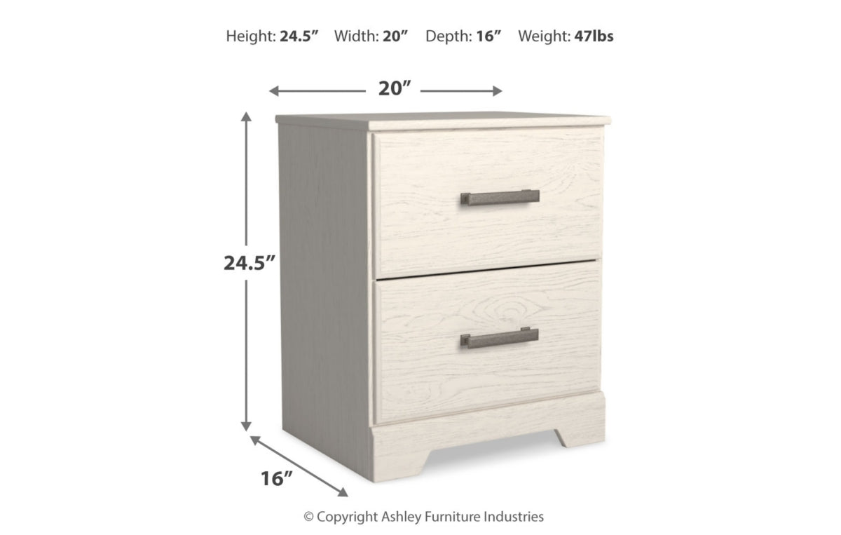 Stelsie Full Panel Bed with Mirrored Dresser and Nightstand