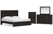 Belachime King Panel Bed with Mirrored Dresser and Chest