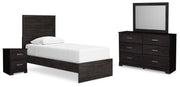 Belachime Twin Panel Bed, Dresser, Mirror and Nightstand
