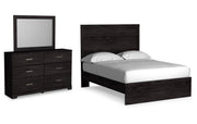 Belachime Full Panel Bed with Mirrored Dresser