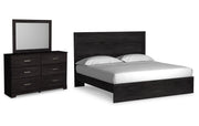 Belachime King Panel Bed with Mirrored Dresser