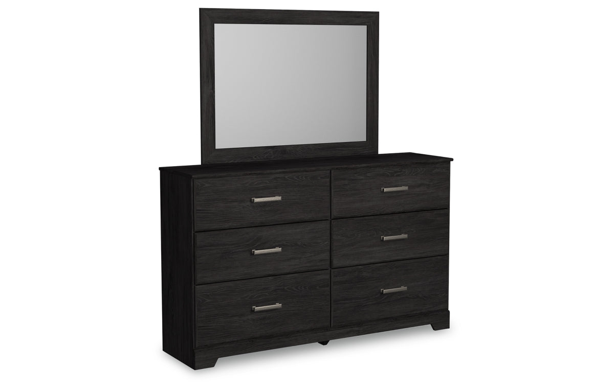 Belachime Twin Panel Bed with Mirrored Dresser