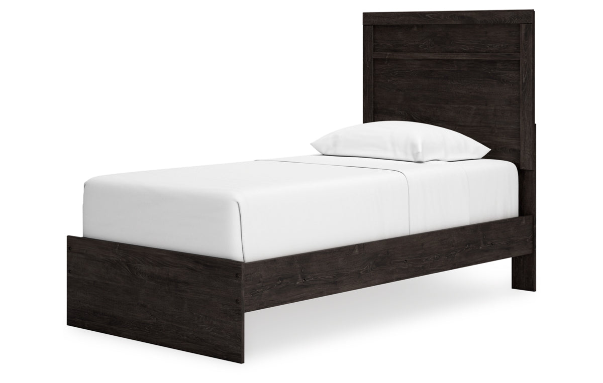 Belachime Twin Panel Bed with Mirrored Dresser
