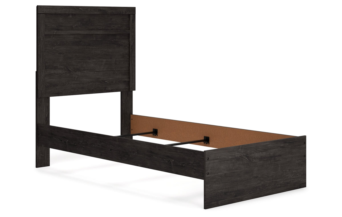 Belachime Twin Panel Bed with Mirrored Dresser and Chest