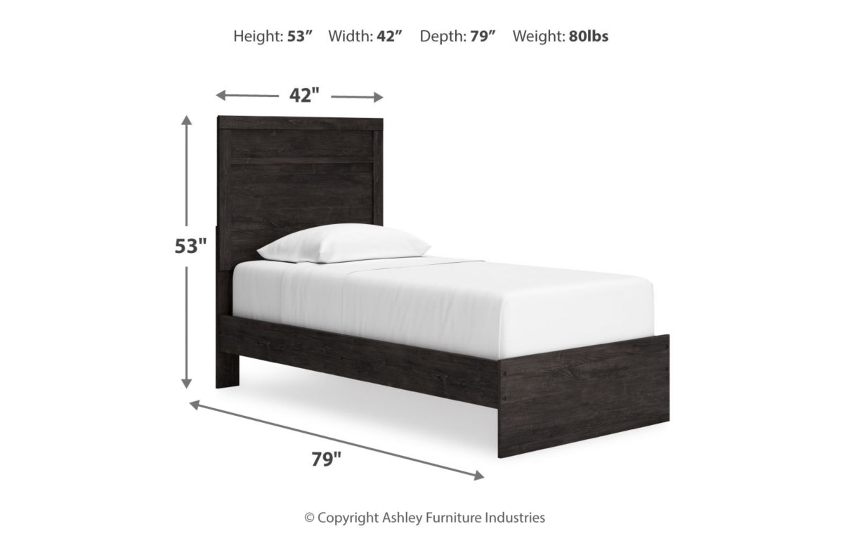 Belachime Twin Panel Bed with Mirrored Dresser and Chest