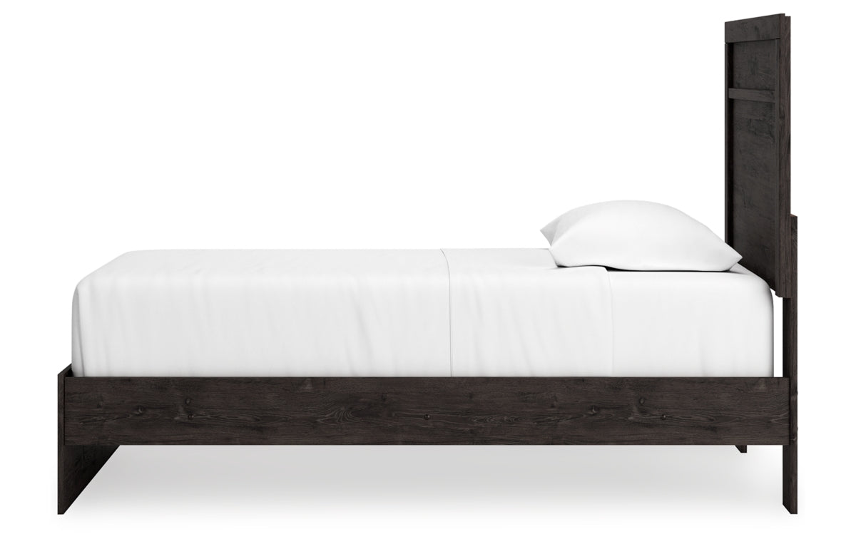 Belachime Twin Panel Bed with Mirrored Dresser and Chest