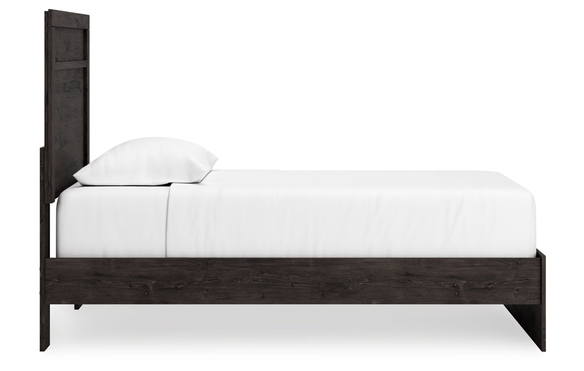 Belachime Twin Panel Bed with Mirrored Dresser and Chest