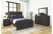 Belachime Full Panel Bed with Mirrored Dresser and Nightstand