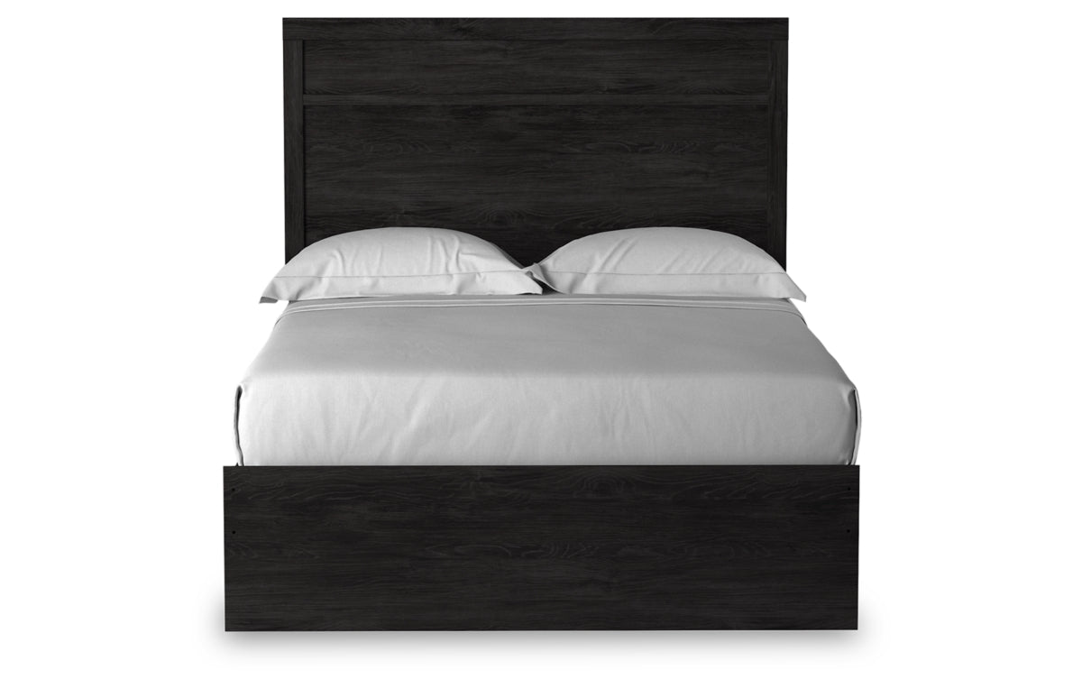 Belachime Full Panel Bed with Mirrored Dresser and Chest