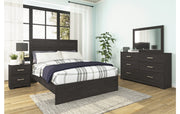 Belachime Queen Panel Bed with Mirrored Dresser and Nightstand