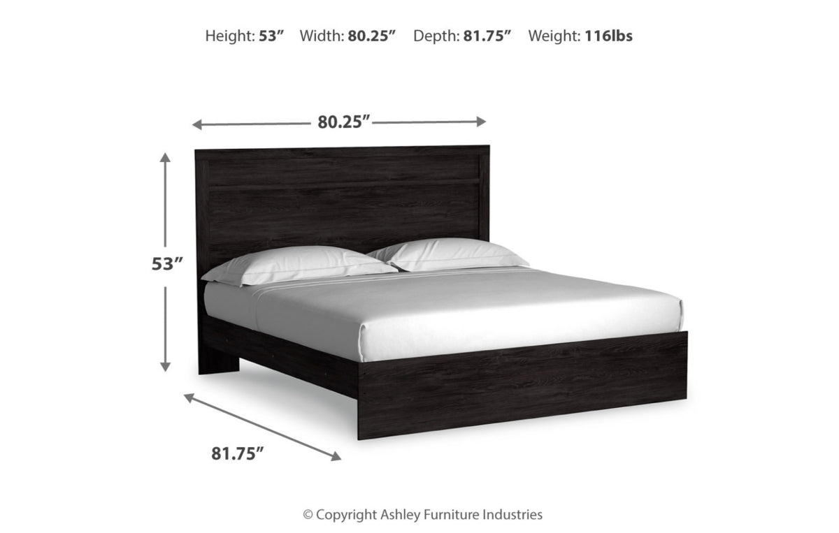 Belachime King Panel Bed with Mirrored Dresser and Nightstand